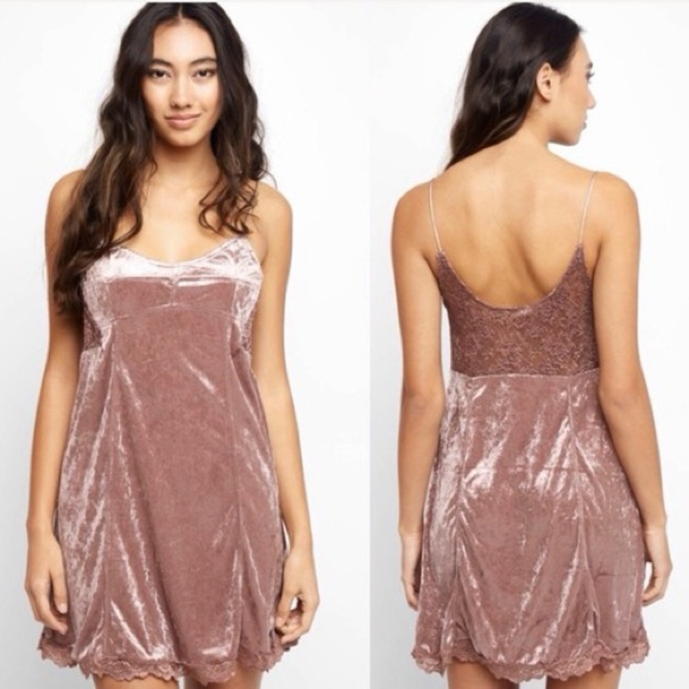 Free People Mauve Velvet Chemise